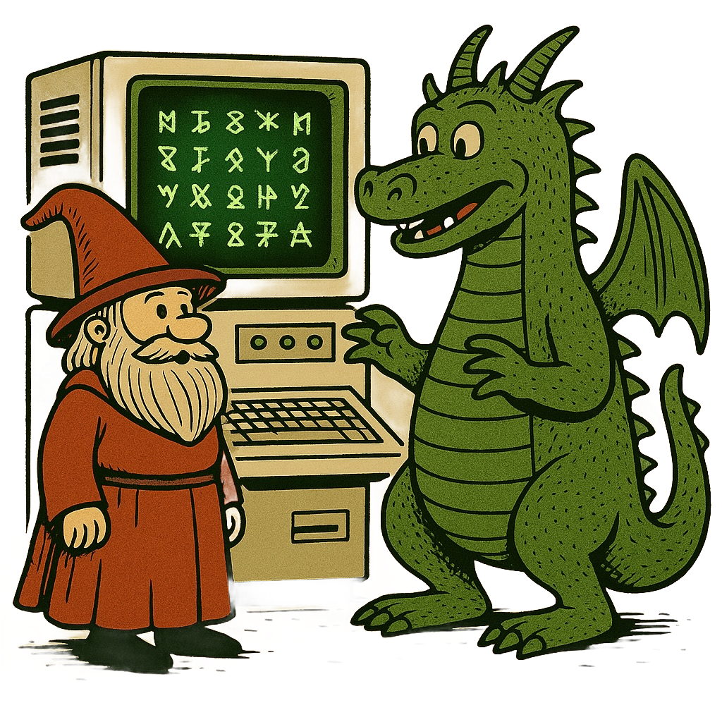 Waylon the dragon using a computer